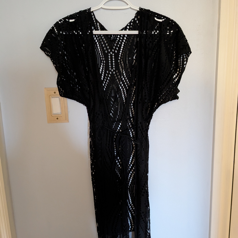 Chic Black Lace Swim Coverup - Picture 1 of 3